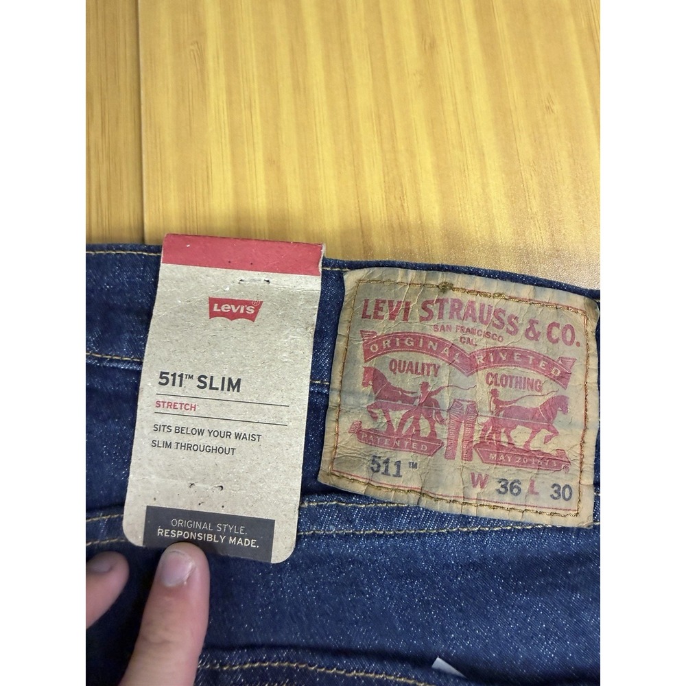 Levis Mens Blue Denim Jeans NEW With Tags 511 Slim Straight Leg Size 36 x 30 - Picture 6 of 6